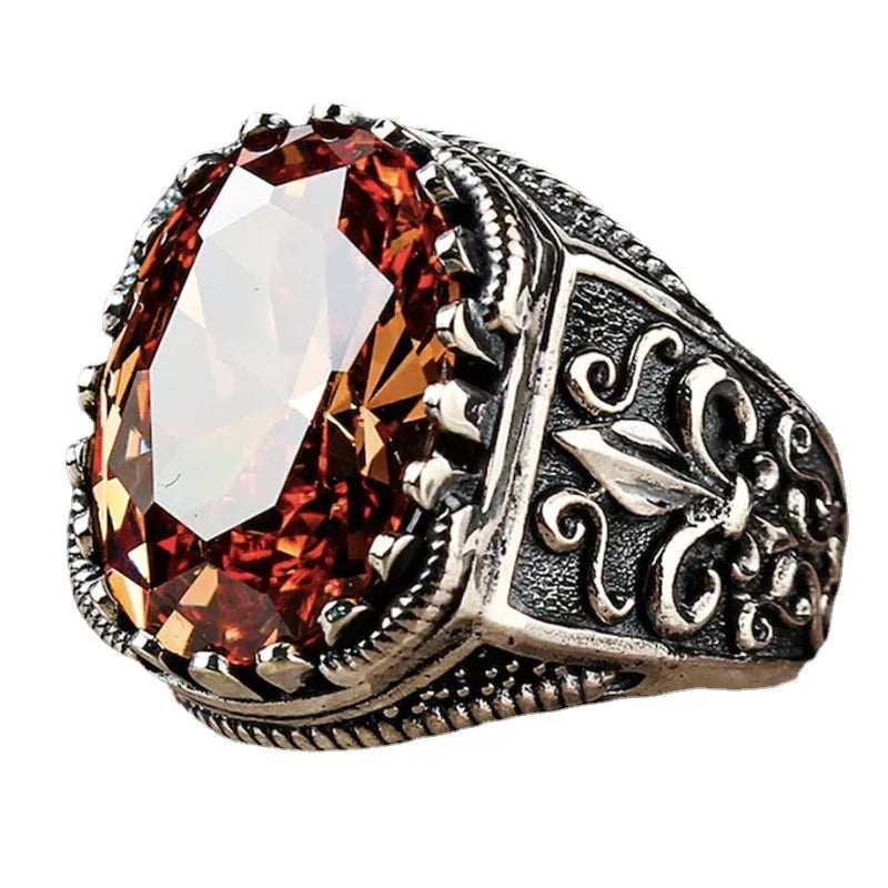 Fashion Punk Vintage Metal Wedding Rings for Men Unique Gothic Geometry Style Jewelry Party Gifts