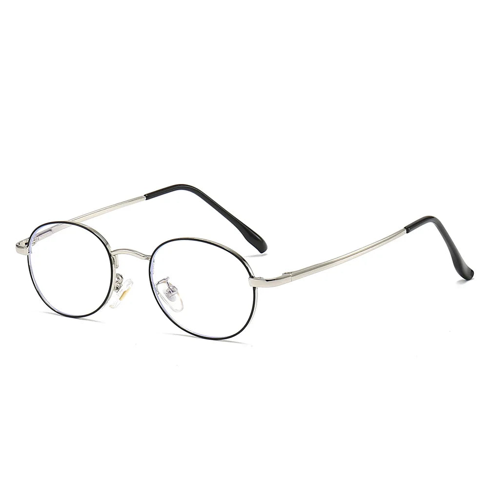 Fashion 2024 Ins Trend Anti Blue Light Glasses Men High Quality Oval Metal Eyeglasses Frames Women Custom logo Wholesale