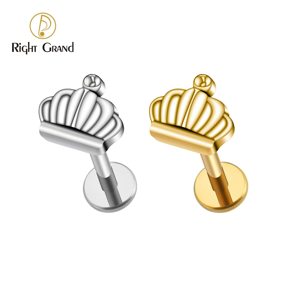 Right Grand ASTM F136 Titanium 16G Mini Diadema Labret Cartilage Stud Earring Helix Conch Tragus Flat Back Ear Piercing