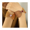 Personality Exaggerated Woven Chain Big Bowknot Heart Zircon Bracelet Stainless Steel Jewelry Wholesale Custom Female