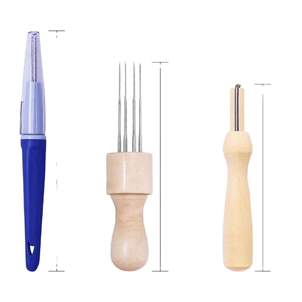 Wool Felting Kit with Wood Handle DIY Handicraft Tools Including Felting Needles Accessory for Needle Felt Kits Novelty Gifts