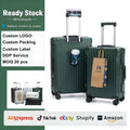 Lightweight Travel Luggage Set 20'' & 24'' Aluminum Frame PC Suitcase with Brake Wheels & Phone Holder