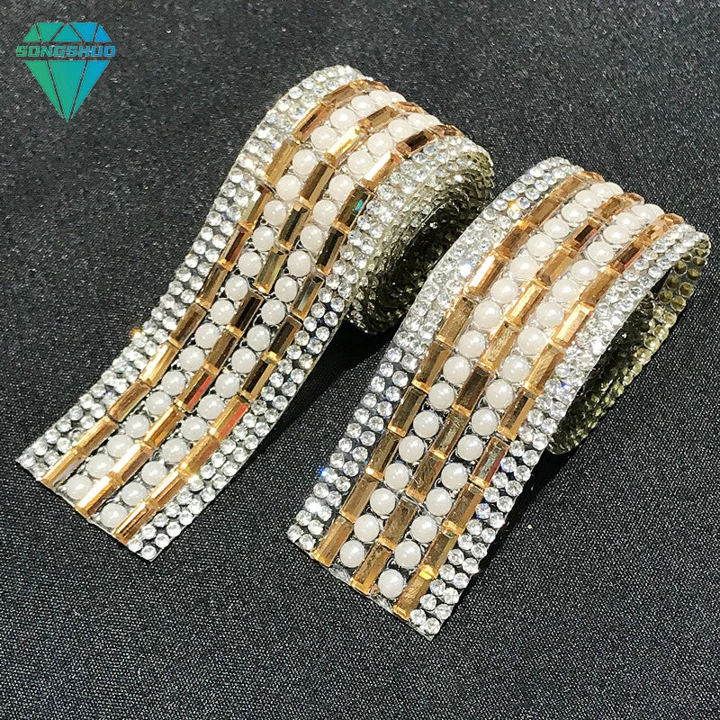 Wholesale DIY Rhinestone Shoe Accessories Hot Melt Adhesive Self-Adhesive Glass Motif Rhinestones