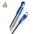 HRC65 Nano Blue Coated 90° Carbide Chamfer Milling Cutter CNC Tungsten Alloy 2 Flutes End Mill ODM/OEM Hard Metal Center Drill"
