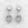 Sterling Silver 5*6/6*7mm Semi Mount Stud Eardrops Empty Support Blank Claw Setting S925 Base Without Center Stone for DIY Inlay
