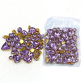 Mixed Shape Violet Color Sew on Glass Mixed Rhinestones With Golden Claws