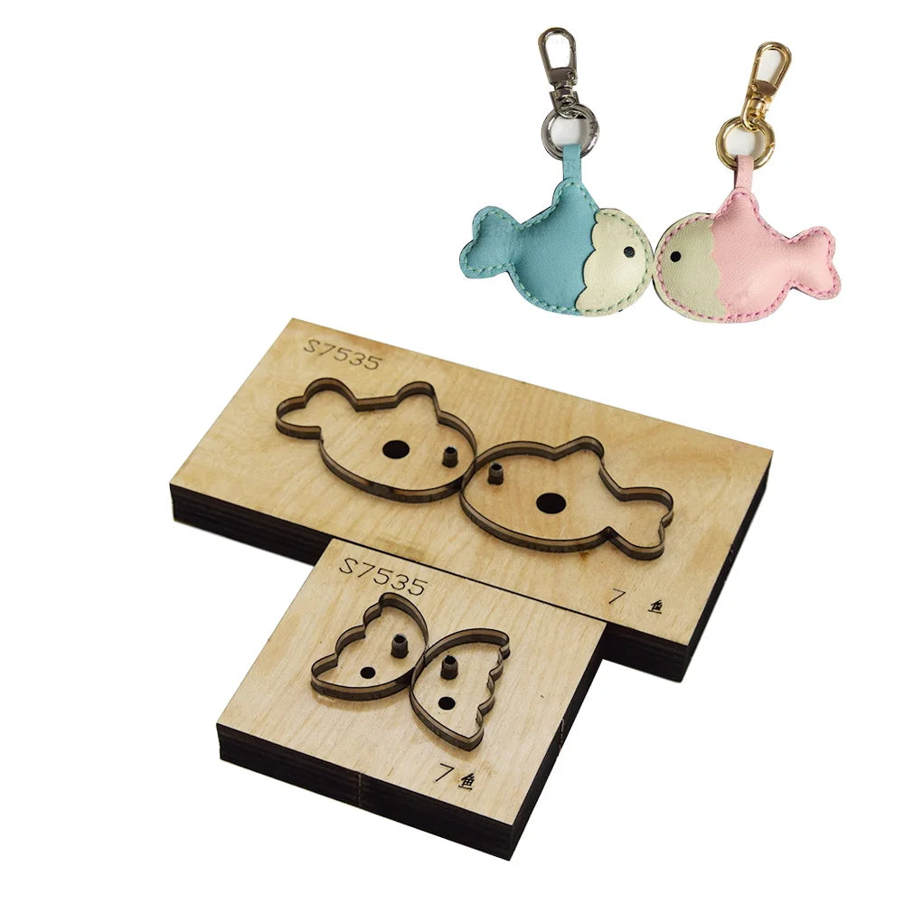 Cartoon Fish Couple Pendant Keychain Knife Mold DIY Laser Knife Mold Handmade Leather Cutting Dies