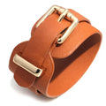 Ready to Ship Women Fashion Jewelry Premium Alloy Wide Bracelet Adjustable Size Custom Logo Pu Leather Wristband