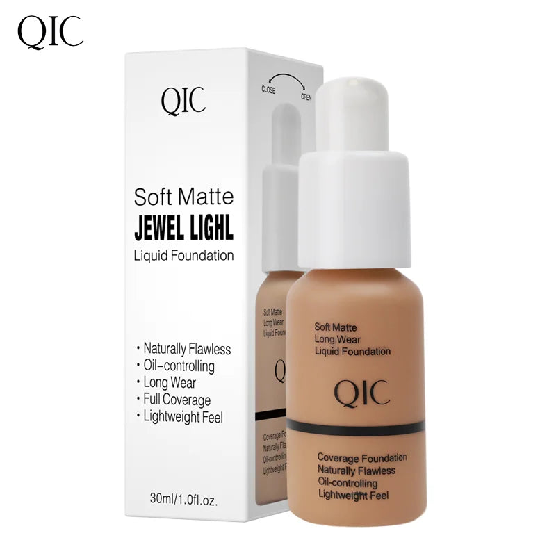 QIC High Quality Private Label Liquid Foundation Matte Waterproof Female Cream White Gold Face Cream Foundation Makeup