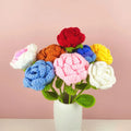 Wholesale Small Artificial Rose Floral Handmade Knitted Flowers Crochet Flower