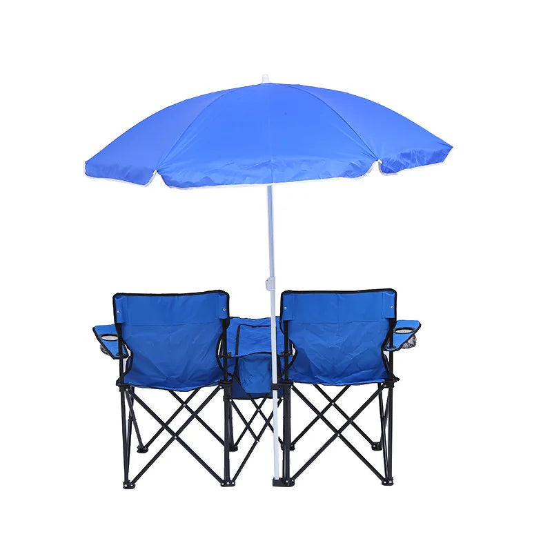 Dual-Person Beach Chair Umbrella Metal Cooler Bag Hotels Parks Gyms Beach Schools Beach Activities-for Exterior Entry