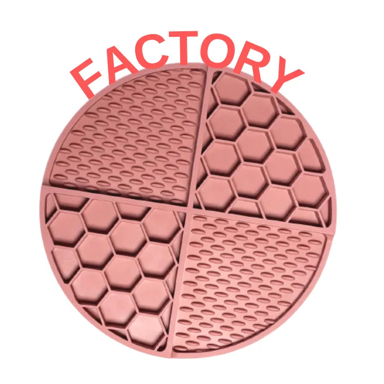 Round Pet Dog Licking Pad Circle Lick Mat Custom Color Pantone Brown Tan Silicone Honeycomb Lick Mat Circle
