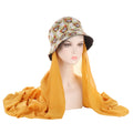 Print Fisherman Hat Hijab Bonnet Fashion New Monochrome Hat Scarf Bucket Hat Set
