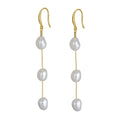 RINNTIN GPE12 Natural Baroque Freshwater Pearl Drop Earrings 925 Sterling Silver Gold Plated for Wedding Engagement Party Women