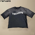 Clothing Manufacturer 300Gsm French Terry Heavyweight T-Shirt Tee Sun Faded Acid Washed Oversized Boxy Cropped T Shirt Men