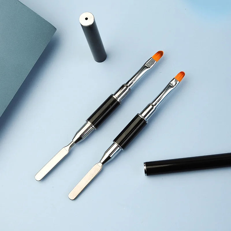 Dual-Ended Art Brushes Picker 2 in 1 Design Gel Nail Brush Builder Tool with UV Poly Extensions Synthetic Hair Material
