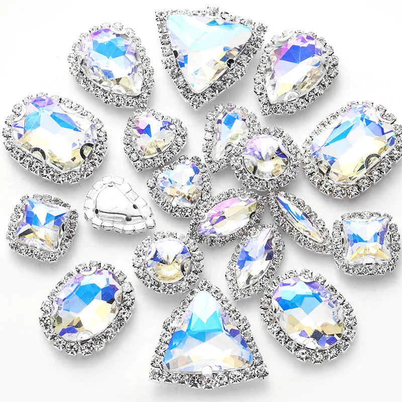 20pcs Claw Chain Drilling Welding Flat Bottom Mix Crystal Mix Crystal Rhinestones