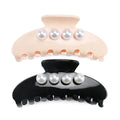 Fashion Lovely Pearl Hair Claw Hot Sale 10.5cm Classic Acetate Claw Clip Nude Color with Big Pearl Hair Clip