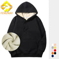 Wholesale Men's Heavyweight Sherpa Faux Fur Lined Hoodie Custom Logo Pullover Thick Fleece Embroidered Winter Warm Hooded