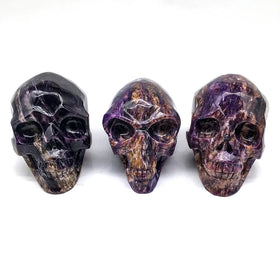 Wholesale Hot sale Natural Crystal Skull hand made Charoite skull heading crystal skull carving for home decoration and gifts