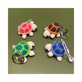 2024 Crochet Tortoise Charm Keychain Handmade Mini Cute Turtle Wool Knitted Woven Ocean Animal Doll Pendant Accessories Gift