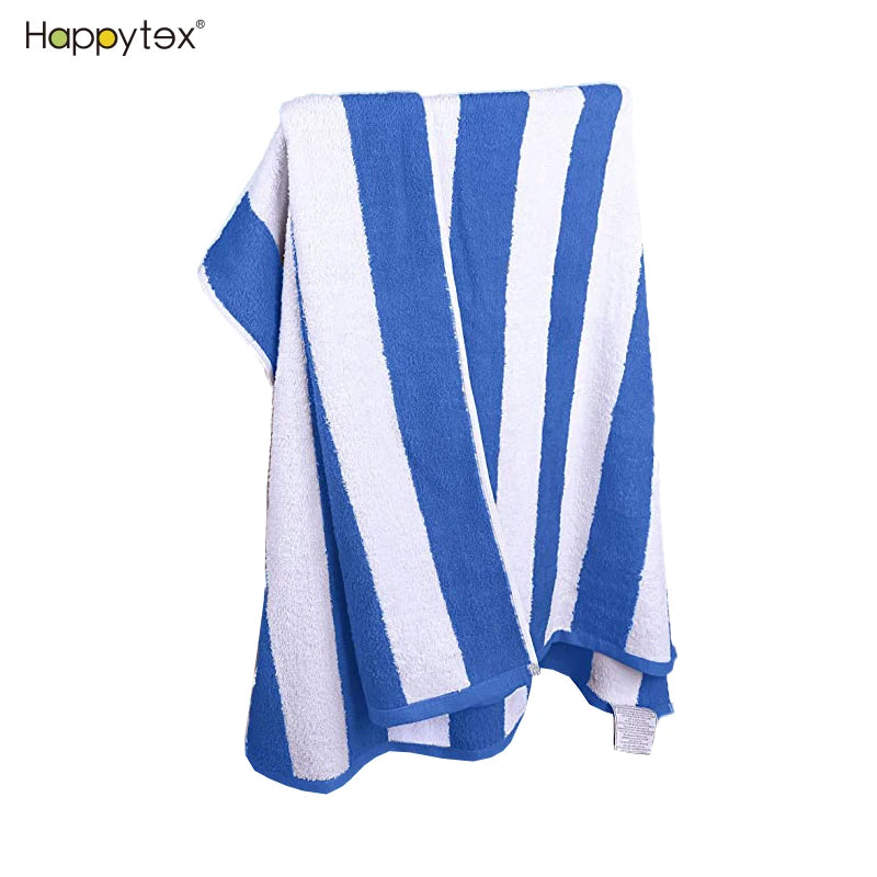 Custom Fashionable Eco-Friendly Hypoallergenic Quick Dry Sand Proof Super Soft 100% Cotton Woven Beach Towel Elegant Stripe