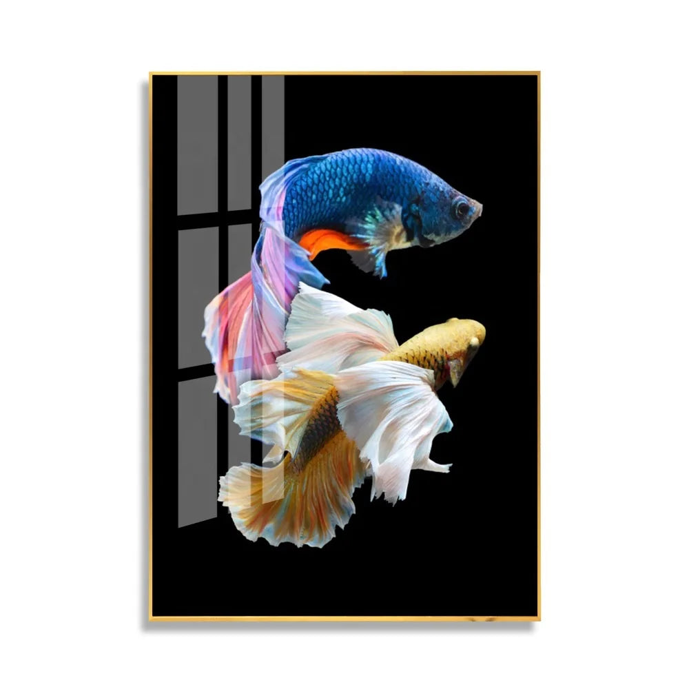 Customized Modern Wall Art Painter Fish Wall Home Decoration Crystal Porcelain Painting