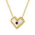 Fashion Stainless Steel Pendant Necklace with White Seashells Black Zircon Gold Plating Charm Necklaces for Weddings or Gifts