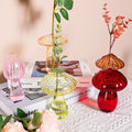 Mushroom-Shaped Transparent Glaze Glass Tabletop Vase Art Deco Style Glass Flowers Floor Vase Home Decor Weddings Low Price