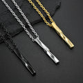 Minimalist Jewelry Gold Plated Stainless Steel Twisted Long Vertical Bar Pendant Necklace