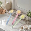 OEM LOGO Possible Personal Care Soft Rechargeable Shower Brush Long Handheld Body Scrub 2 Sides Body Brush Silicone Bath Brush