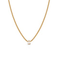Chris April 316L Stainless Steel PVD Plated Charm Pear Cut Zircon Drop Pendant Curb Chain Necklace