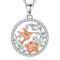 Elegant 925 Sterling Silver Rose Gold Plated Pendant Necklace for Women Featuring Cute Hummingbird Zircon Weddings Engagements