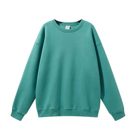 Unisex Terry Blank Oversized Crewneck Sweatshirt with Embroidered Plain Design Men's Spring Collection