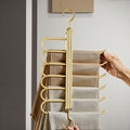 6-Tier Foldable Clothes Hanger with Non-Slip Hooks Space-Saving Pants Organizer for Closet Wardrobe Bathroom Kitchen Storage