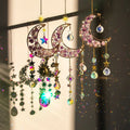 Moon Amethyst Crystal Suncatcher Hanging Aurora Gemstone Sun Catchers Rainbow Maker Window Prism Housewarming Gift Boho Decor