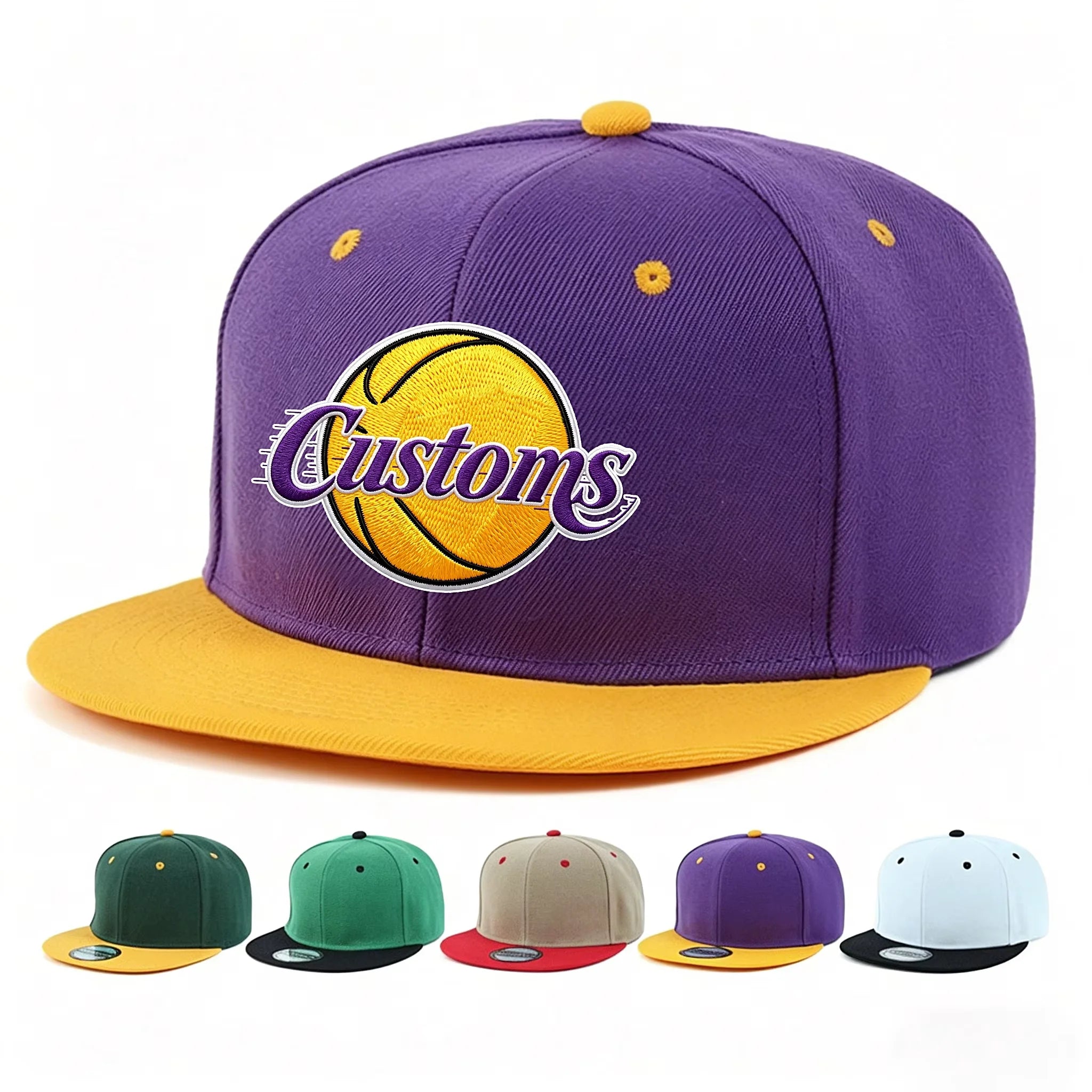 Custom 3D Embroidery Logo 6 Panel Flat Brim Sport Cap Adjustable Hip Hop Blank 2 Two Tone Adjustable Snapback Baseball Hats