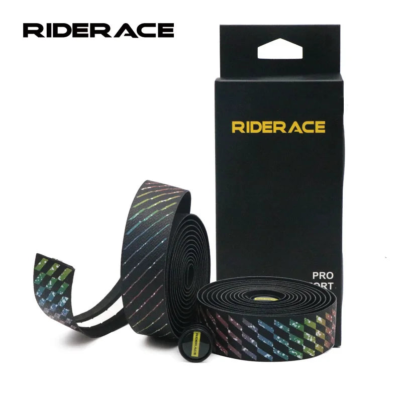 RIDERACE MTB Mountain Bicycle Handlebar Tapes Sequin Striped Type Gradient Handle Bar Straps Shock-Proof Comfortable Accessories
