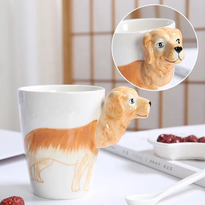 Promotional Gift Packaging Creative Bulldog Animal Design Ceramic Drinking Water Mug Unique Dog Pattern Porcelain Coffee Cups