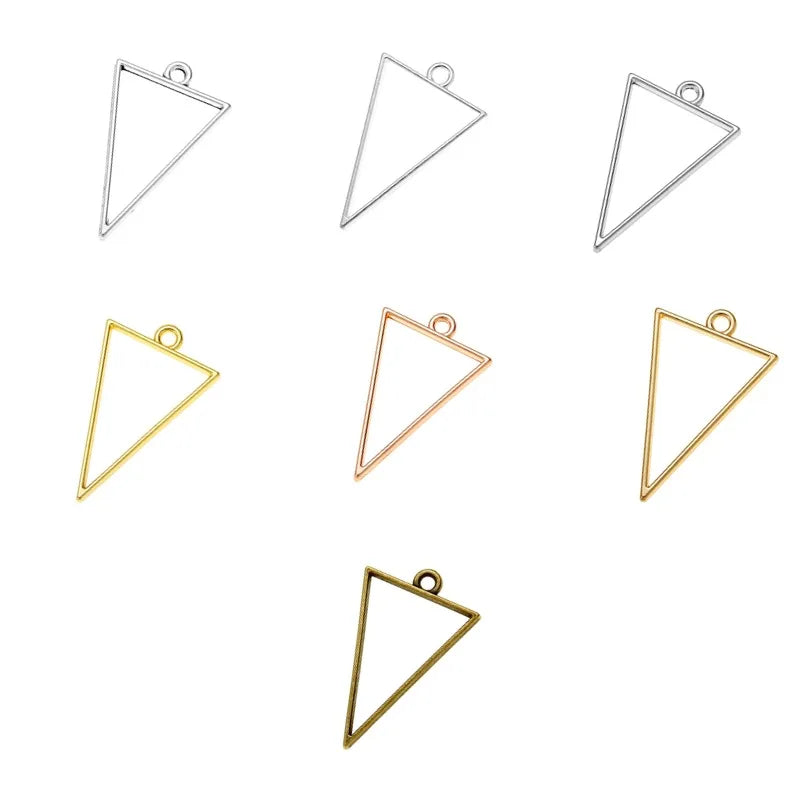 YuenZ 7 Color Triangle Charm Alloy Jewelry Accessories Rectangle Charm Hollow Glue Blank Pendant Tray Bezel 39*25mm B175