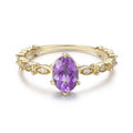 14K Gold 925 Sterling Silver CZ Jewelry Natural Stone Dainty Amethyst Ring for Women