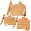 Onion and Potato Storage Stackable Kitchen Accessories Bamboo Vegetable Bins Stackable Garlic Container for Pantry or Counter