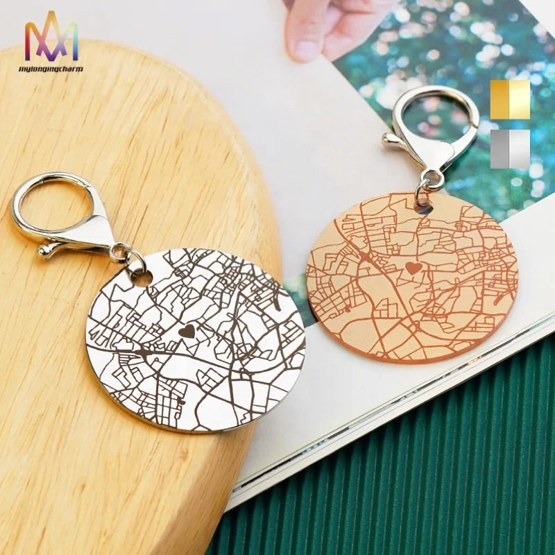 Wholesale Custom Blanks Acrylic Keychain Epoxy with Stainless Steel Keyring and Heart Pattern Position Line