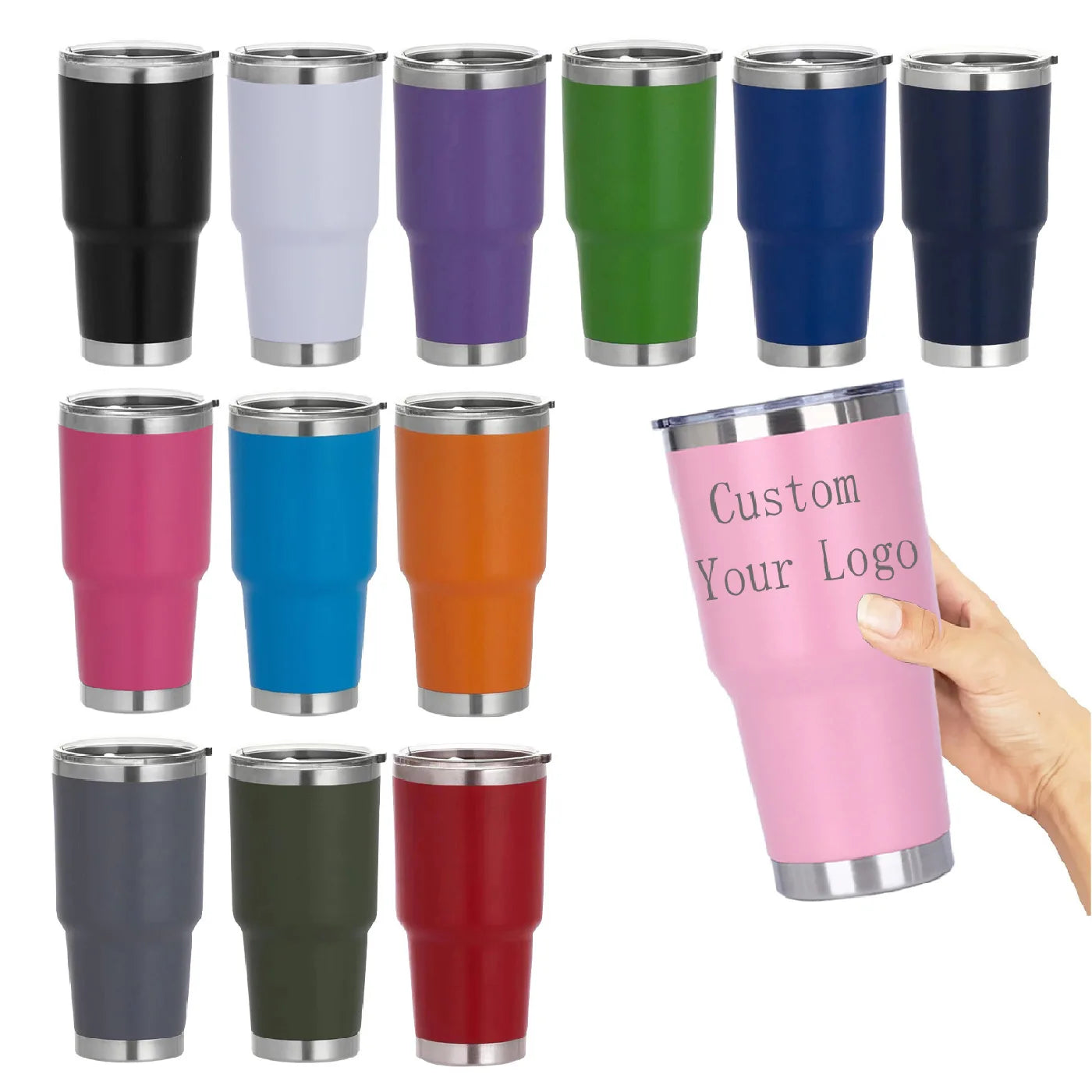 Customized Logo 20/30oz Stainless Steel Double Wall Vacuum Insulated Car Travel Tumbler Eco-Friendly with Lid for Gift Cups
