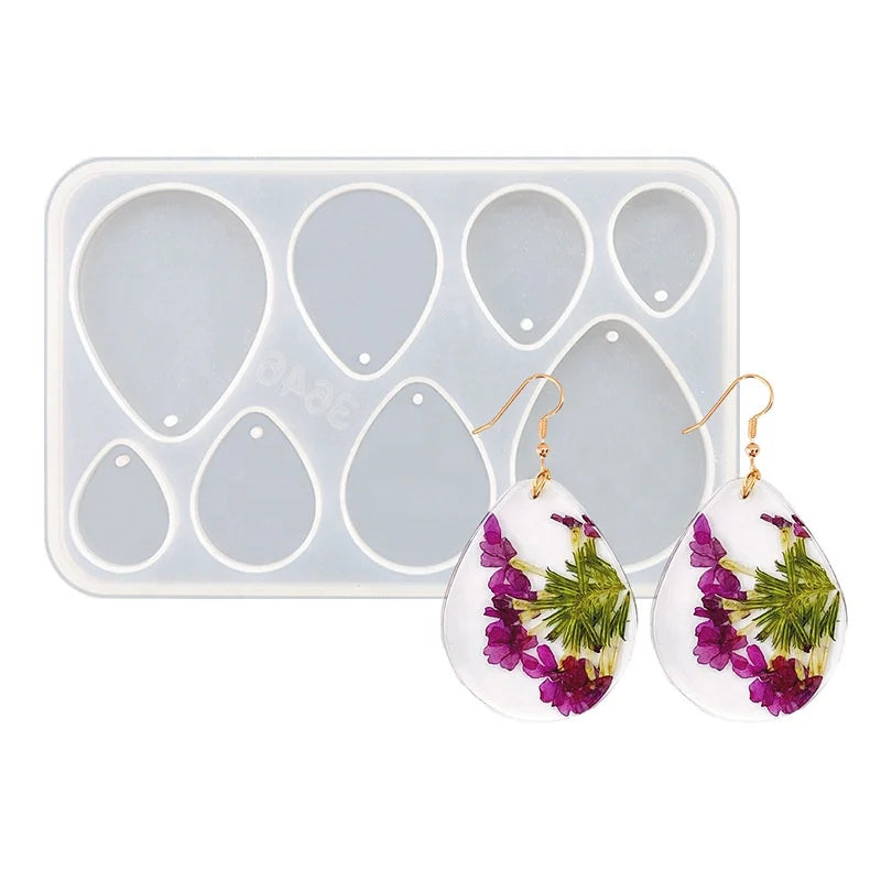 DM743 Geometric Silicone Earring Molds Mirror Surface Drop Shape Pendant Epoxy Resin DIY Jewelry Making Crafts