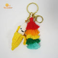 New Cute Crochet Handmade Soft Eco-Friendly Durable Gift Pendant Keyring Charm Banana Mini Amigurumi Orange 3D Shape Key Chain