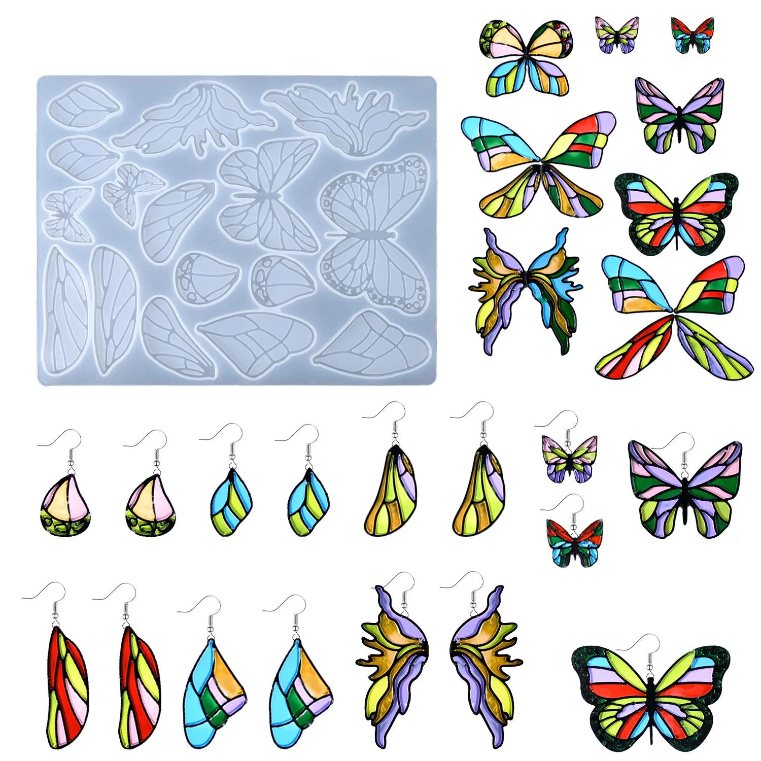 Non-stick Reusable  Variety  Butterfly Shapes Casting  Resin Mold for Making KeyChains Tags Jewelry Silicone Pendant Mold
