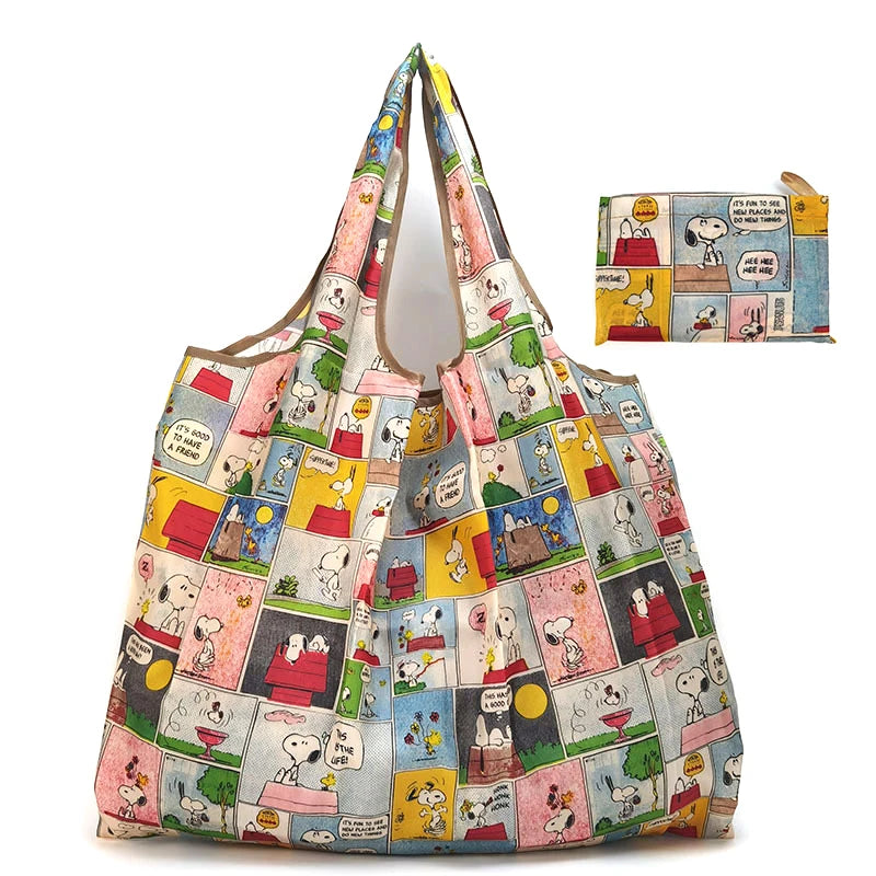 Eco-Friendly Reusable Large Polyester Shopping Bags New Floral Print Logo Foldable Tote Pouch Handbag for Women Promotional Bags