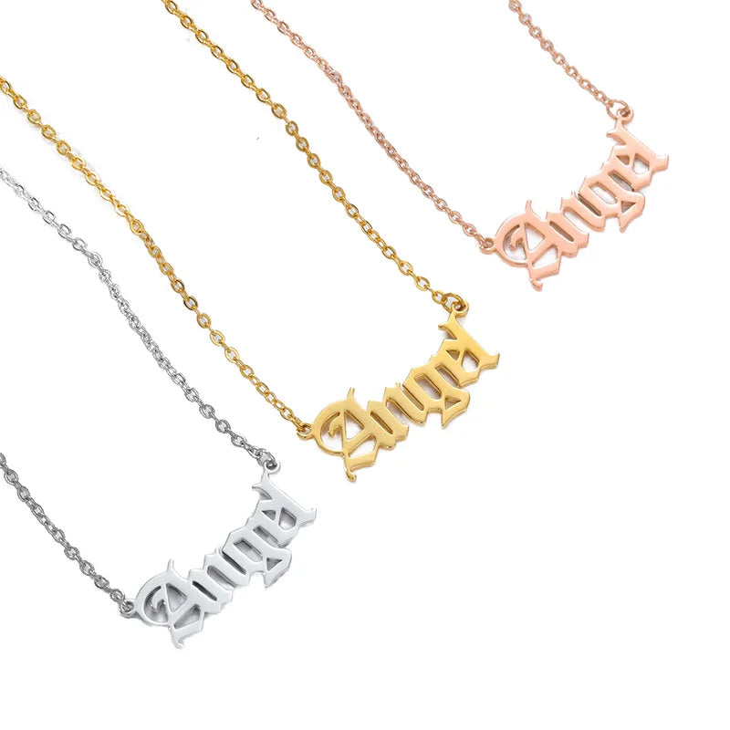 New Classic Stainless Steel Necklace with Gold Plated Angel and English Word Fashionable Jewelry for Princesses
