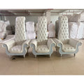 Factory Popular Product OEM Antique PU Leather Cover With Crystal Buttons Royal Hotel High Back Sofa Furniture With Hand Rest